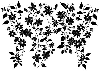 Black eyed susan vine silhouette corner border