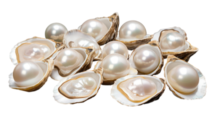 Loose baroque pearls in irregular shapes on transparent background

