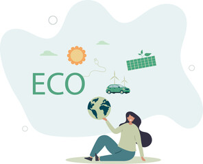 Fototapeta premium Eco friendly sustainable, Alternative green energy resources, Usable for branding and nature logo.human life.