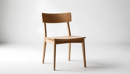 Fototapeta premium Minimalist Wooden Chair for Modern Interior and Stylish Decoration Isolated on White background