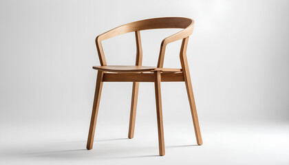 Minimalist Wooden Chair for Modern Interior and Stylish Decoration Isolated on White background