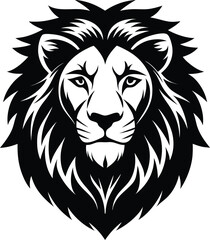 black silhouette lion head vector