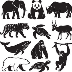 Naklejka premium Collection of animal icons in various colors