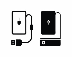 External hard drive icon vector silhouette illustration isolated on white background