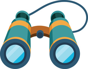 Binoculars with neck strap illustration on white background