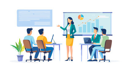 Business meeting presentation strategy teamwork collaboration office training conference room team leader