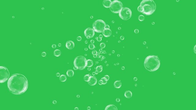 Soap bubbles animation on green screen background motion graphic effects. 