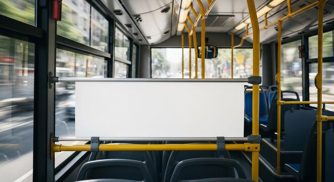 Blank Advertisement Screen Inside Public Transport Bus