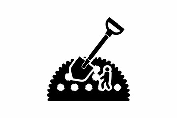 Digging icon vector silhouette illustration isolated on white background