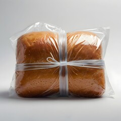 Freshly Baked Bread Loaves Secured in Clear Plastic Packaging