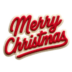 A festive merry christmas text design with red lettering and white outline isolated on transparent background