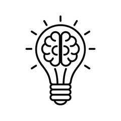 Fototapeta premium Brain inside a glowing light bulb symbolizing a brilliant idea or innovation