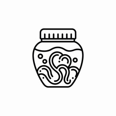 Stylized line art illustration of a jar containing a tentacled creature or plant