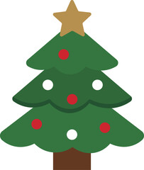 Christmas Tree Illustration with Star Topper