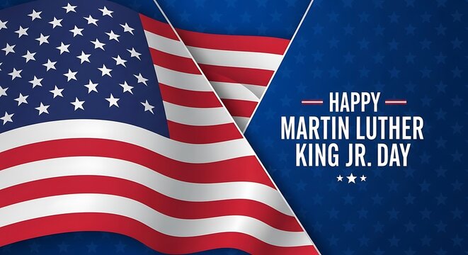 Happy martin luther king jr day with american flag for holiday celebration and patriotic event