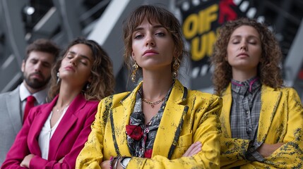 Group of Confident People in Stylish Outfits.