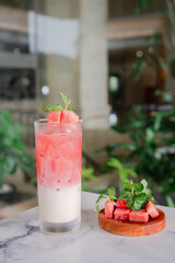 Watermelon milkshake—refreshing pink delight; Red velvet—rich, velvety charm. Captured in crisp, mouthwatering detail.