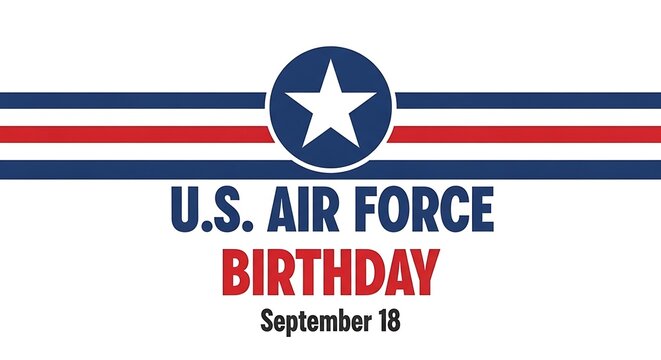 Us air force birthday on september 18 with patriotic symbols isolated on white background - Powered by Adobe