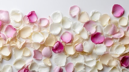 Obraz premium Soft pink and white petals in a serene floral arrangement, delicate touch of nature's beauty.