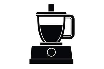 Black and White Food Processor Kitchen Appliance Icon Illustration Design
