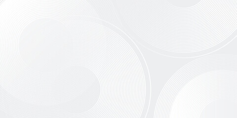 Simple white glowing geometric lines on gray background. Modern shiny blue circle lines pattern abstract modern design simple