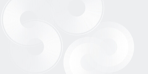 Simple white glowing geometric lines on gray background. Modern shiny blue circle lines pattern abstract modern design