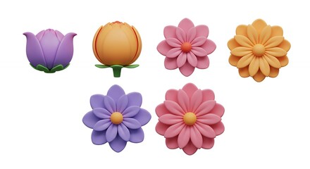 Naklejka premium Colorful floral illustrations isolated on white background for decorative design elements