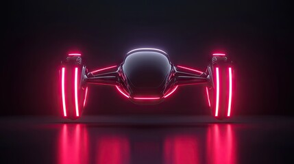 Futuristic hovercraft vehicle with vibrant neon lighting.