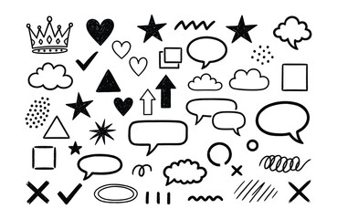 Hand Drawn Black Doodle Elements - Shapes and Icons