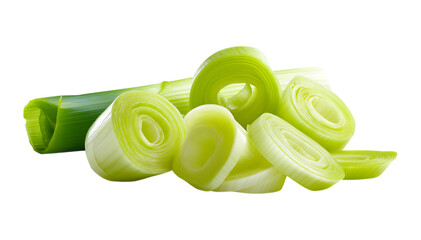 Chopped green onions Cutting spring onions isolated on a transparent background