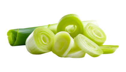 Chopped green onions Cutting spring onions isolated on a transparent background