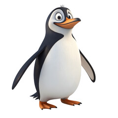 Fototapeta premium Cartoon penguin with a cheerful expression isolated on transparent background