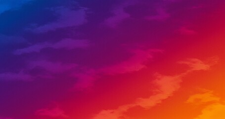 Obraz premium Vibrant gradient sky with clouds transitioning from deep blue to fiery orange, perfect for abstract backgrounds and modern designs