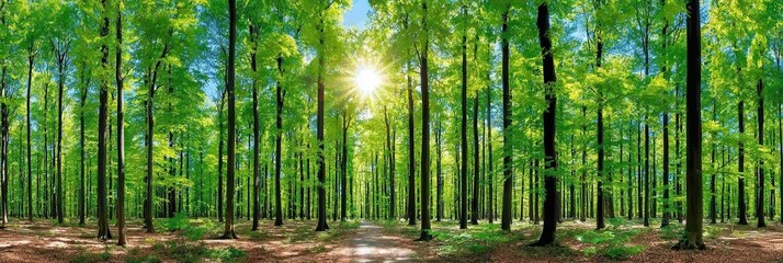 Obraz premium Green Forest Sunshine