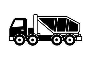 Cement truck vector silhouette illustration isolated on white background