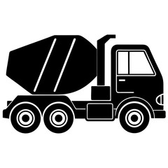 Cement truck vector silhouette illustration isolated on white background
