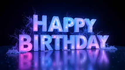 Happy birthday in neon light style, 3d happy birthday neon style - Powered by Adobe