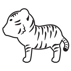 横向きのトラの線画