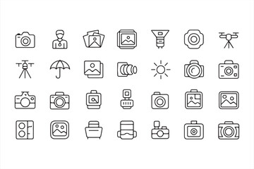 Photo and Video Icon Set – Flat Vector Collection for Content Creators and Filmmakers