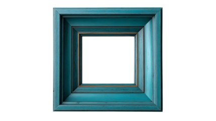 Turquoise rectangular frame tunnel perspective isolated on transparent background