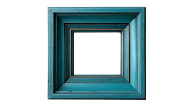 Turquoise rectangular frame tunnel perspective isolated on transparent background