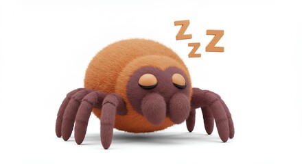 Cartoon illustration of a sleeping insect on a white background