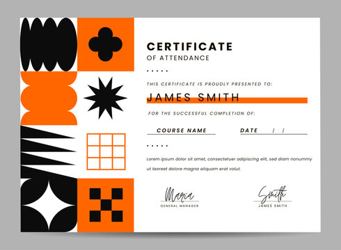 Certificate of Attendance Modern Geometric Design - Powered by Adobe