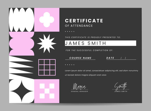 Certificate of Attendance Modern Geometric Design - Powered by Adobe