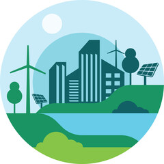Ecology.Green cities help the world with eco-friendly concept ideas.vector illustration