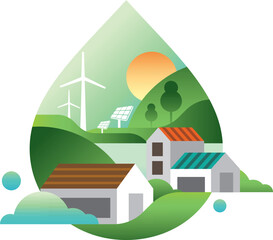 Ecology.Green cities help the world with eco-friendly concept ideas.vector illustration