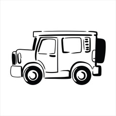 Lineart SUV Vector Illustration Minimalist Outlined Style