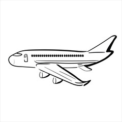Lineart Airplane Vector Illustration Minimalist Outlined Style