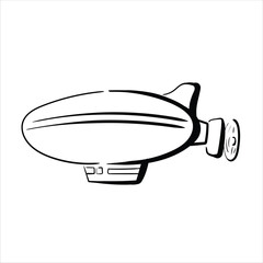 Lineart Zeppelin Vector Illustration Minimalist Outlined Style