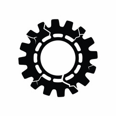 Broken gear vector silhouette illustration isolated on white background